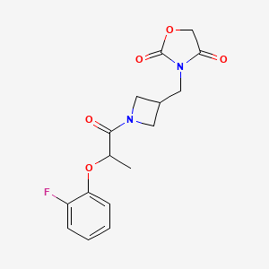 molecular formula C16H17FN2O5 B2859265 3-((1-(2-(2-Fluorophenoxy)propanoyl)azetidin-3-yl)methyl)oxazolidine-2,4-dione CAS No. 2034610-43-8