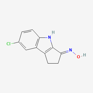 molecular formula C11H9ClN2O B2859273 (E)-7-氯-1,2-二氢环戊[b]吲哚-3(4H)-酮肟 CAS No. 774593-85-0