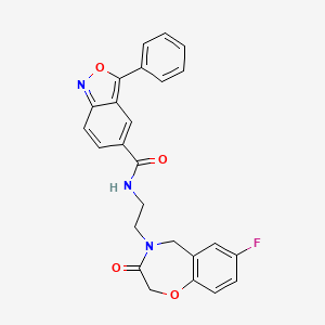 molecular formula C25H20FN3O4 B2859278 N-(2-(7-氟-3-氧代-2,3-二氢苯并[f][1,4]恶杂环戊平-4(5H)-基)乙基)-3-苯基苯并[c]异恶唑-5-甲酰胺 CAS No. 1903606-37-0