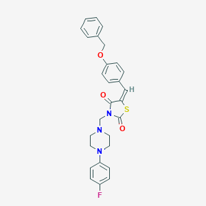 molecular formula C28H26FN3O3S B285928 5-[4-(Benzyloxy)benzylidene]-3-{[4-(4-fluorophenyl)-1-piperazinyl]methyl}-1,3-thiazolidine-2,4-dione 