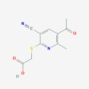 molecular formula C11H10N2O3S B2859285 2-[(5-Acetyl-3-cyano-6-methylpyridin-2-yl)sulfanyl]acetic acid CAS No. 625366-55-4