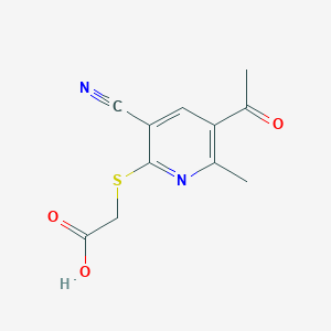 molecular formula C11H10N2O3S B2859285 2-[(5-乙酰基-3-氰基-6-甲基吡啶-2-基)硫烷基]乙酸 CAS No. 625366-55-4