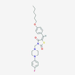 3-{[4-(4-Fluorophenyl)-1-piperazinyl]methyl}-5-[4-(hexyloxy)benzylidene]-1,3-thiazolidine-2,4-dione