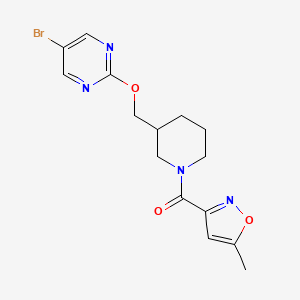 molecular formula C15H17BrN4O3 B2859290 [3-[(5-Bromopyrimidin-2-yl)oxymethyl]piperidin-1-yl]-(5-methyl-1,2-oxazol-3-yl)methanone CAS No. 2380040-98-0