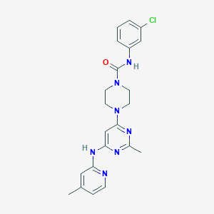 molecular formula C22H24ClN7O B2859292 N-(3-氯苯基)-4-(2-甲基-6-((4-甲基吡啶-2-基)氨基)嘧啶-4-基)哌嗪-1-甲酰胺 CAS No. 1428371-04-3