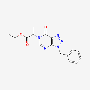 molecular formula C16H17N5O3 B2859296 ethyl 2-(3-benzyl-7-oxo-3H-[1,2,3]triazolo[4,5-d]pyrimidin-6(7H)-yl)propanoate CAS No. 892470-73-4