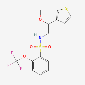 molecular formula C14H14F3NO4S2 B2859298 N-(2-甲氧基-2-(噻吩-3-基)乙基)-2-(三氟甲氧基)苯磺酰胺 CAS No. 2034410-23-4
