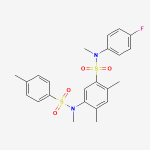 molecular formula C23H25FN2O4S2 B2859304 5-(N,4-二甲苯磺酰胺)-N-(4-氟苯基)-N,2,4-三甲苯磺酰胺 CAS No. 900137-16-8