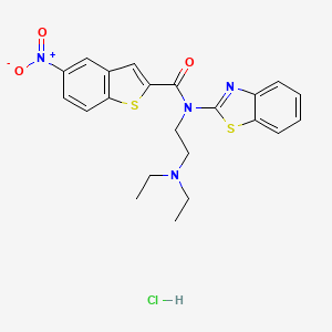molecular formula C22H23ClN4O3S2 B2859307 N-(苯并[d]噻唑-2-基)-N-(2-(二乙氨基)乙基)-5-硝基苯并[b]噻吩-2-甲酰胺盐酸盐 CAS No. 1215704-72-5
