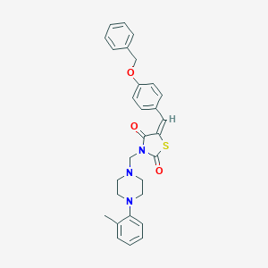 molecular formula C29H29N3O3S B285931 5-[4-(Benzyloxy)benzylidene]-3-{[4-(2-methylphenyl)-1-piperazinyl]methyl}-1,3-thiazolidine-2,4-dione 