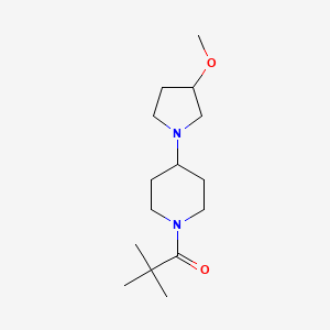 molecular formula C15H28N2O2 B2859316 1-(4-(3-Methoxypyrrolidin-1-yl)piperidin-1-yl)-2,2-dimethylpropan-1-one CAS No. 2034321-30-5