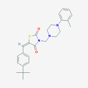 molecular formula C26H31N3O2S B285932 (5E)-5-(4-tert-butylbenzylidene)-3-{[4-(2-methylphenyl)piperazin-1-yl]methyl}-1,3-thiazolidine-2,4-dione 
