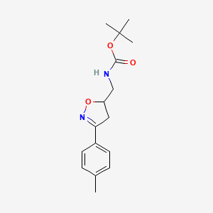 molecular formula C16H22N2O3 B2859323 tert-butyl N-{[3-(4-methylphenyl)-4,5-dihydro-1,2-oxazol-5-yl]methyl}carbamate CAS No. 1193146-68-7