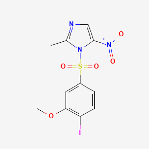 molecular formula C11H10IN3O5S B2859325 1-((4-iodo-3-methoxyphenyl)sulfonyl)-2-methyl-5-nitro-1H-imidazole CAS No. 898641-59-3