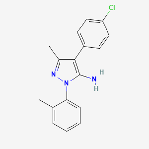 molecular formula C17H16ClN3 B2859326 4-(4-chlorophenyl)-3-methyl-1-(2-methylphenyl)-1H-pyrazol-5-ylamine CAS No. 400074-91-1