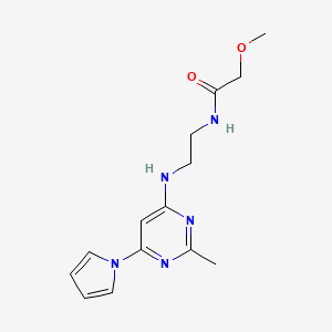 2-methoxy-N-(2-((2-methyl-6-(1H-pyrrol-1-yl)pyrimidin-4-yl)amino)ethyl)acetamide