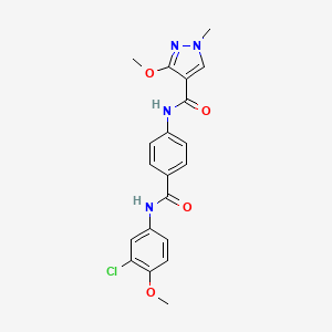 molecular formula C20H19ClN4O4 B2859332 N-(4-((3-chloro-4-methoxyphenyl)carbamoyl)phenyl)-3-methoxy-1-methyl-1H-pyrazole-4-carboxamide CAS No. 1351596-08-1