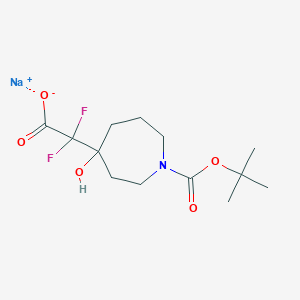 molecular formula C13H20F2NNaO5 B2859342 Sodium 2-{1-[(tert-butoxy)carbonyl]-4-hydroxyazepan-4-yl}-2,2-difluoroacetate CAS No. 2174002-56-1