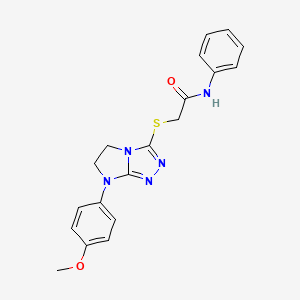2-((7-(4-methoxyphenyl)-6,7-dihydro-5H-imidazo[2,1-c][1,2,4]triazol-3-yl)thio)-N-phenylacetamide