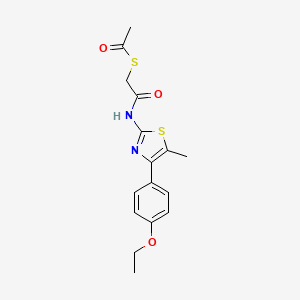 molecular formula C16H18N2O3S2 B2859353 S-(2-((4-(4-ethoxyphenyl)-5-methylthiazol-2-yl)amino)-2-oxoethyl) ethanethioate CAS No. 955717-69-8