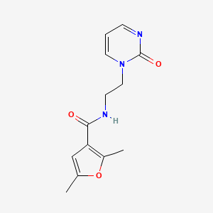 molecular formula C13H15N3O3 B2859357 2,5-dimethyl-N-(2-(2-oxopyrimidin-1(2H)-yl)ethyl)furan-3-carboxamide CAS No. 2175978-68-2