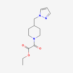 molecular formula C13H19N3O3 B2859364 2-(4-((1H-吡唑-1-基)甲基)哌啶-1-基)-2-氧代乙酸乙酯 CAS No. 1286698-31-4