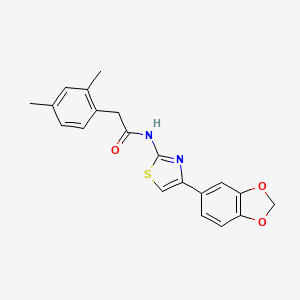molecular formula C20H18N2O3S B2859375 N-(4-(benzo[d][1,3]dioxol-5-yl)thiazol-2-yl)-2-(2,4-dimethylphenyl)acetamide CAS No. 922822-93-3