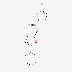 molecular formula C13H14ClN3O2S B2859380 5-chloro-N-(5-cyclohexyl-1,3,4-oxadiazol-2-yl)thiophene-2-carboxamide CAS No. 921910-92-1