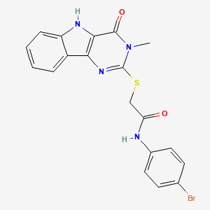 molecular formula C19H15BrN4O2S B2859386 N-(4-溴苯基)-2-((3-甲基-4-氧代-4,5-二氢-3H-嘧啶并[5,4-b]吲哚-2-基)硫代)乙酰胺 CAS No. 537668-48-7