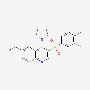 molecular formula C23H26N2O2S B2859396 3-(3,4-Dimethylphenyl)sulfonyl-6-ethyl-4-pyrrolidin-1-ylquinoline CAS No. 867040-14-0
