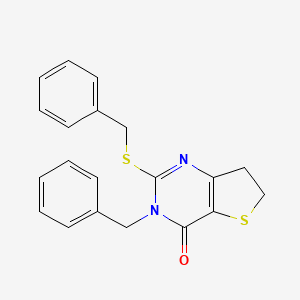 molecular formula C20H18N2OS2 B2859406 3-Benzyl-2-benzylsulfanyl-6,7-dihydrothieno[3,2-d]pyrimidin-4-one CAS No. 877618-87-6