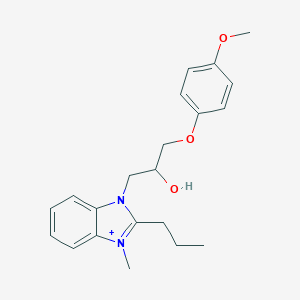 molecular formula C21H27N2O3+ B285942 3-[2-hydroxy-3-(4-methoxyphenoxy)propyl]-1-methyl-2-propyl-3H-benzimidazol-1-ium 