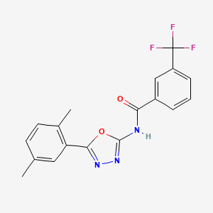 molecular formula C18H14F3N3O2 B2859420 N-[5-(2,5-dimethylphenyl)-1,3,4-oxadiazol-2-yl]-3-(trifluoromethyl)benzamide CAS No. 891119-40-7