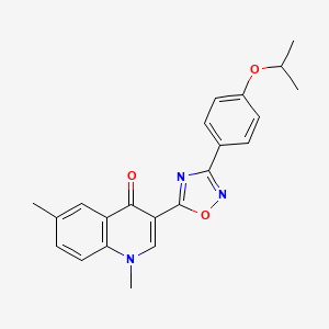 molecular formula C22H21N3O3 B2859435 1,6-二甲基-3-{3-[4-(丙-2-氧基)苯基]-1,2,4-恶二唑-5-基}喹啉-4(1H)-酮 CAS No. 1207058-56-7