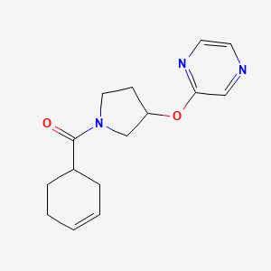 molecular formula C15H19N3O2 B2859438 环己-3-烯-1-基(3-(吡嗪-2-氧基)吡咯烷-1-基)甲酮 CAS No. 2034280-53-8