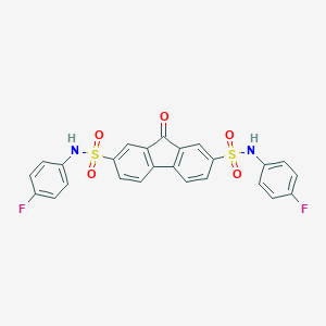 molecular formula C25H16F2N2O5S2 B285944 N~2~,N~7~-bis(4-fluorophenyl)-9-oxo-9H-fluorene-2,7-disulfonamide 