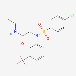 molecular formula C18H16ClF3N2O3S B2859450 N-allyl-2-[[(4-chlorophenyl)sulfonyl]-3-(trifluoromethyl)anilino]acetamide CAS No. 337922-21-1