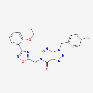molecular formula C22H18ClN7O3 B2859483 3-(4-chlorobenzyl)-6-((3-(2-ethoxyphenyl)-1,2,4-oxadiazol-5-yl)methyl)-3H-[1,2,3]triazolo[4,5-d]pyrimidin-7(6H)-one CAS No. 1207031-30-8