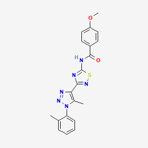 4-methoxy-N-{3-[5-methyl-1-(2-methylphenyl)-1H-1,2,3-triazol-4-yl]-1,2,4-thiadiazol-5-yl}benzamide