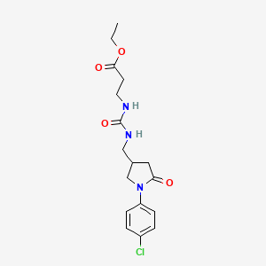 molecular formula C17H22ClN3O4 B2859503 Ethyl 3-(3-((1-(4-chlorophenyl)-5-oxopyrrolidin-3-yl)methyl)ureido)propanoate CAS No. 955237-82-8