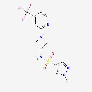 molecular formula C13H14F3N5O2S B2859504 1-Methyl-N-[1-[4-(trifluoromethyl)pyridin-2-yl]azetidin-3-yl]pyrazole-4-sulfonamide CAS No. 2415523-67-8