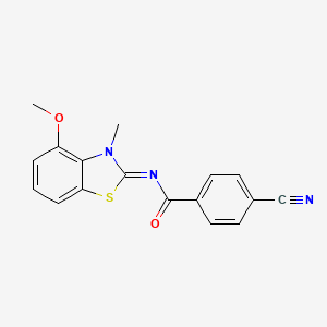 molecular formula C17H13N3O2S B2859507 (E)-4-cyano-N-(4-methoxy-3-methylbenzo[d]thiazol-2(3H)-ylidene)benzamide CAS No. 477511-50-5
