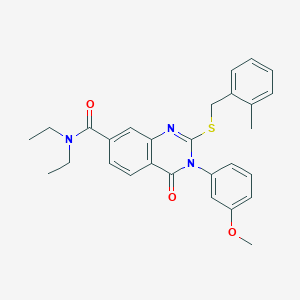 molecular formula C28H29N3O3S B2859511 N,N-diethyl-3-(3-methoxyphenyl)-2-((2-methylbenzyl)thio)-4-oxo-3,4-dihydroquinazoline-7-carboxamide CAS No. 1115405-79-2