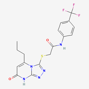 2-((7-oxo-5-propyl-7,8-dihydro-[1,2,4]triazolo[4,3-a]pyrimidin-3-yl)thio)-N-(4-(trifluoromethyl)phenyl)acetamide