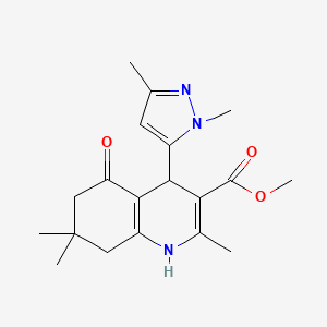 molecular formula C19H25N3O3 B2859533 4-(1,3-二甲基-1H-吡唑-5-基)-2,7,7-三甲基-5-氧代-1,4,5,6,7,8-六氢喹啉-3-甲酸甲酯 CAS No. 1006355-52-7