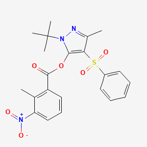 molecular formula C22H23N3O6S B2859534 [4-(Benzenesulfonyl)-2-tert-butyl-5-methylpyrazol-3-yl] 2-methyl-3-nitrobenzoate CAS No. 851081-96-4