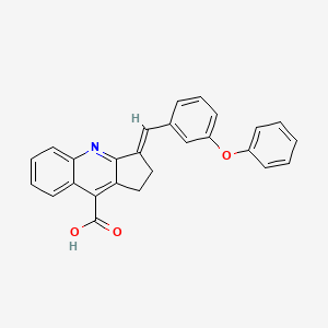 molecular formula C26H19NO3 B2859542 3-[(3-苯氧基苯基)亚甲基]-1H,2H,3H-环戊[b]喹啉-9-羧酸 CAS No. 726157-23-9