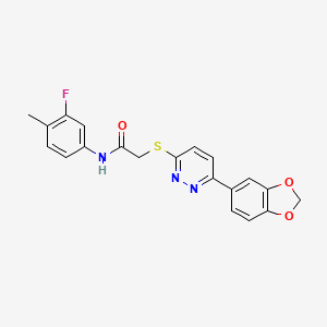 2-[6-(1,3-benzodioxol-5-yl)pyridazin-3-yl]sulfanyl-N-(3-fluoro-4-methylphenyl)acetamide