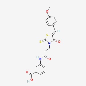 (Z)-3-(3-(5-(4-methoxybenzylidene)-4-oxo-2-thioxothiazolidin-3-yl)propanamido)benzoic acid