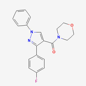 molecular formula C20H18FN3O2 B2859575 (3-(4-fluorophenyl)-1-phenyl-1H-pyrazol-4-yl)(morpholino)methanone CAS No. 380463-06-9